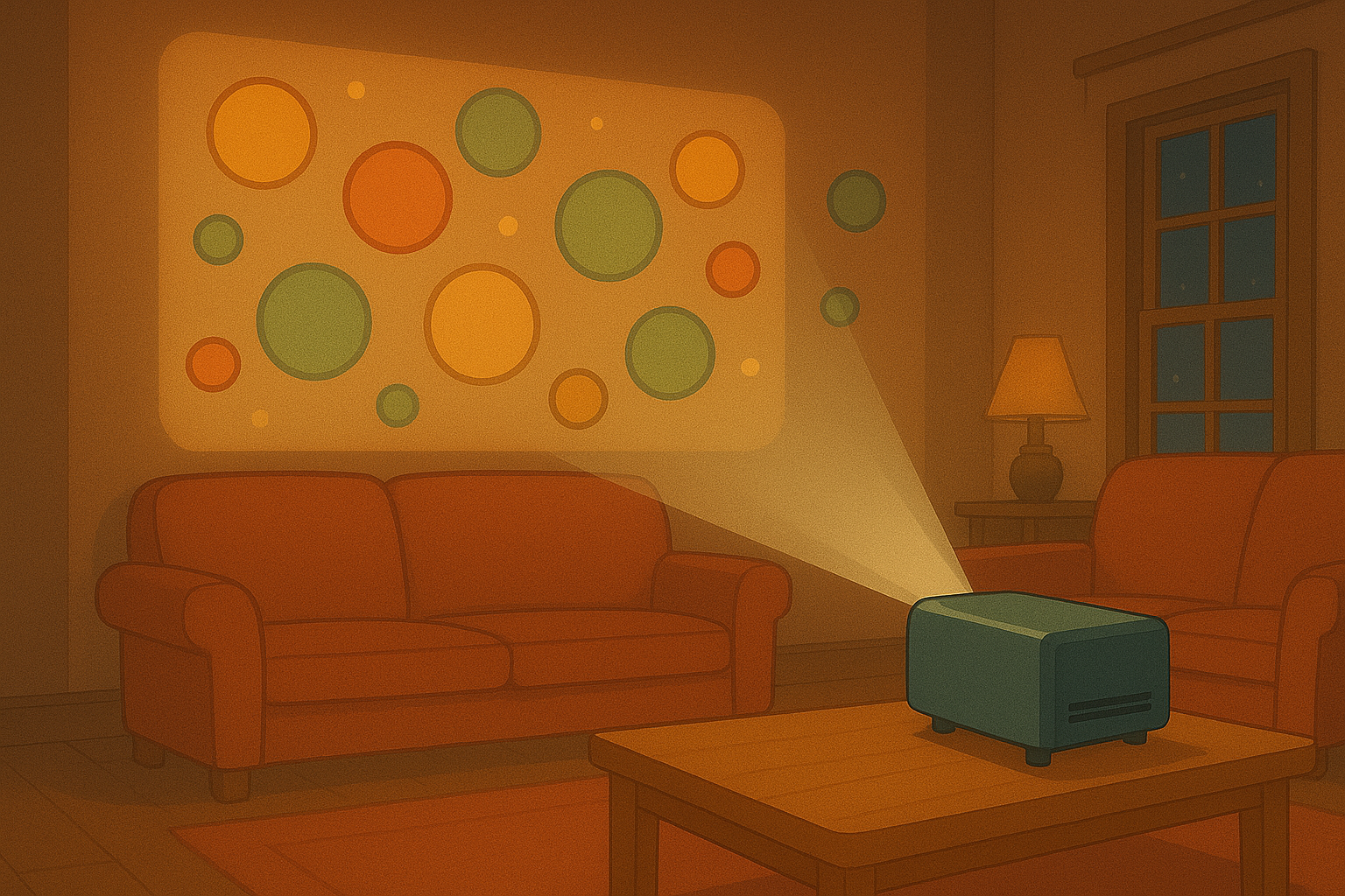 projection options — wall, window, net, TV 🎥✨